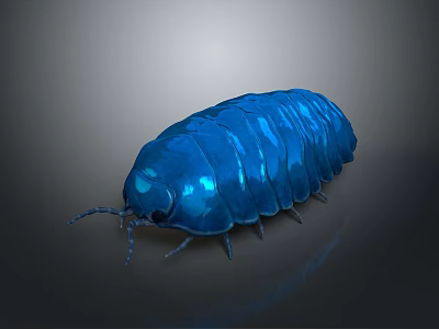 Blue Glossy Armored Insect Like Creature 3D Rendered Model With Shiny Exoskeleton 3d model