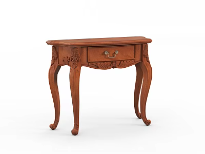 Classic Wooden Side Table With Carved Details And Curved Legs Design 3d model