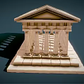 Classical European Architecture Featuring Row of Columns Pediment Stone Base Steps and Roof