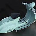 Light Blue Vintage Vespa Scooter With Classic Design And Black Seat