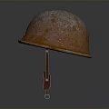 Vintage Rusted Steel Helmet With Yellow Star Against Gray Background