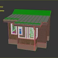 Small Red Brick Building Exterior With Metal Roof Wooden Paneling And Windows