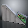 Train Railway Slope Structure With Gray Concrete And Green Cabin Design