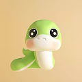 Cute Green Cartoon Snake Toy With Big Eyes Pink Cheeks And Soft Body