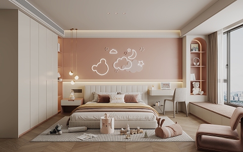 Modern Girls Room 3d model