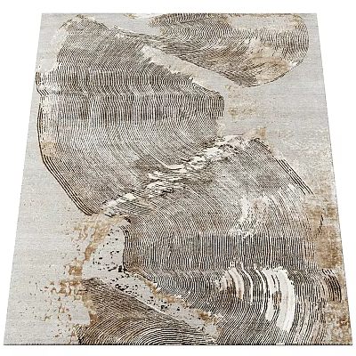 Square Rug With Abstract Textured Patterns In Neutral Beige Brown And Gray Tones 3d model