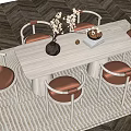 Ancient Nordic Dining Tables and Chairs 3d model