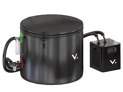 Black Cylindrical Kitchen Appliance With Top Lid Control Box And Cables 3d model