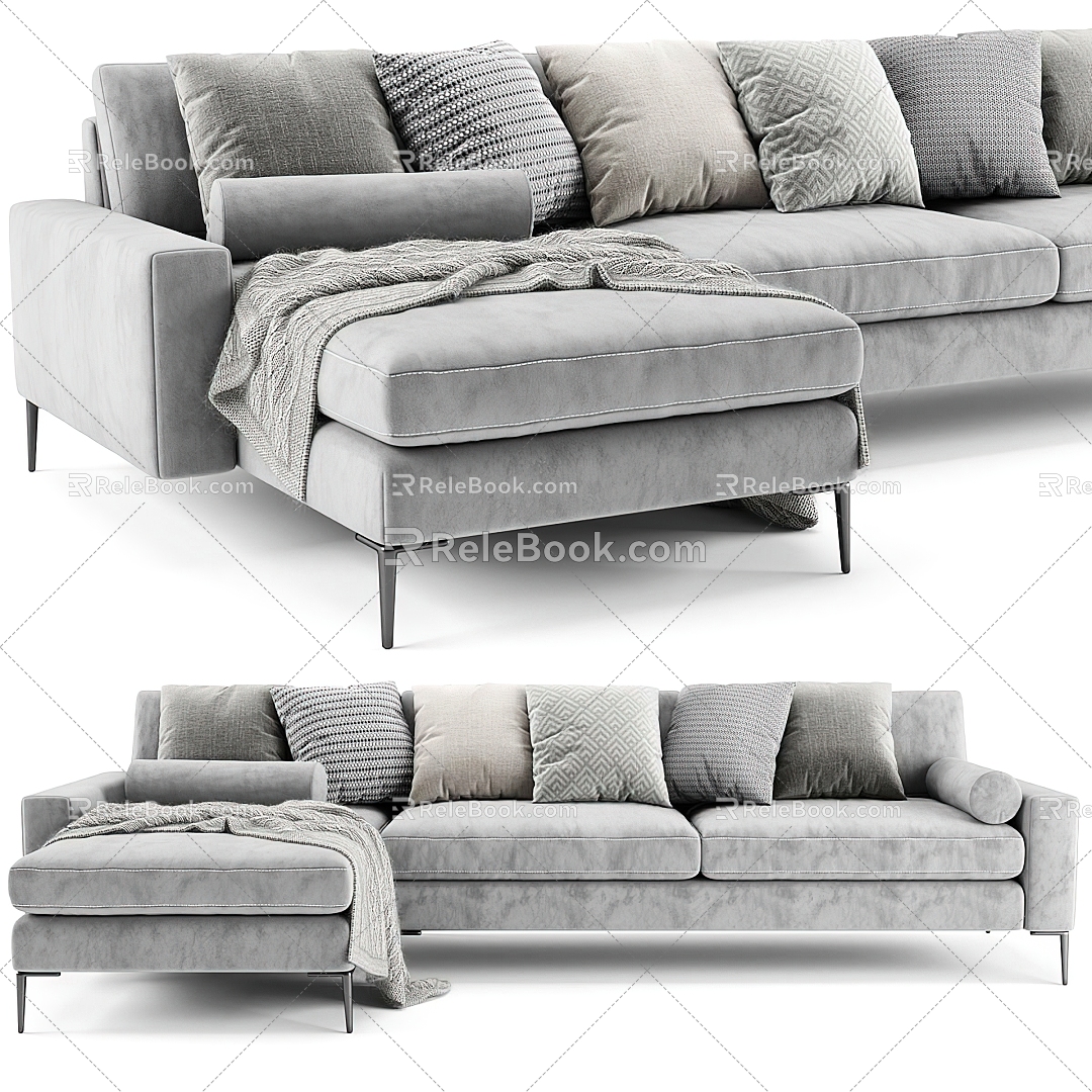 Corner Sofa Fabric Corner Sofa Fabric Multi-Person Sofa Pillow 3d model