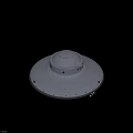 Silver Gray UFO Model With Circular Design Cross Symbol Landing Gear And Illuminated Parts