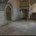 Ancient Interior Featuring Wooden Door Stone Fireplace And Stone Floor Design