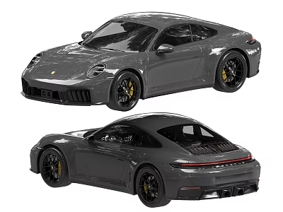 Gray Sports Car With Sleek Design Front And Rear Views Black Wheels Yellow Brake Calipers 3d model