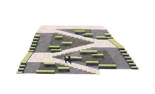 Modern Steps Landscape Large Steps 3d model