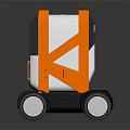 Small Orange And White Autonomous Transport Vehicle With Transparent Windows Red Seats And Black Wheels