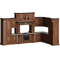 Traditional Wooden Kitchen Cabinet Set With Ornate Carvings And Classic Design