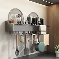 Efficient Kitchen Organization With Stainless Steel Sink Covered Containers Hanging Utensils And Wooden Cabinets