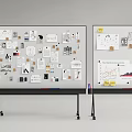 Modern Whiteboard Office Whiteboard Post-it Notes Paper Holder Whiteboard Kanban Mobile Whiteboard Post-it Notes Message Board Photo Wall 3d model