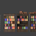 Wooden Bookcase Filled With Colorful Books With Boxes On Top And Ladder Beside Globe