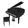 Elegant Black Grand Piano with Matching Bench Musical Instrument