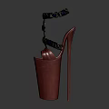 Elegant Red High Heels With Black Chain Straps Women's Stylish Design