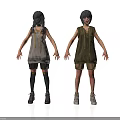 Children Wearing Different Colors Sleeveless Tops Shorts Long Socks and Shoes