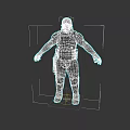 Game Movie Character in Heavy Dark Full Body Armor With Helmet Standing Pose