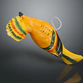 Yellow Flying Animal Decoration With Colorful Stripes And White Loop