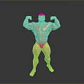 Muscular Man Flexing Biceps In Black Briefs Showcasing Muscular Physique On Dark Background 3d model