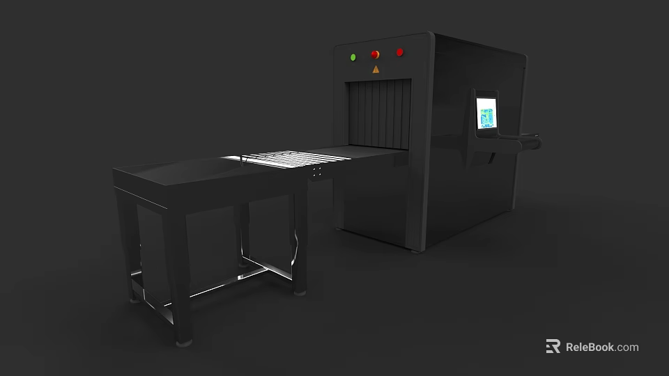 Medical Device Featuring Conveyor Belt Display Screen And Indicator Lights For Security Scanning 3d model 