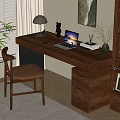 Quiet Ancient Style Desk and Chair Solid Wood Computer Desk and Chair Solid Wood Single Chair Writing Desk Learning Desk and Chair Office Desk and Chair Finished Desk Computer Decoration Combination 3d model
