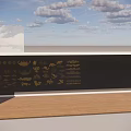 Golden Carvings in Various Shapes on Gray Wall with Wooden Floor