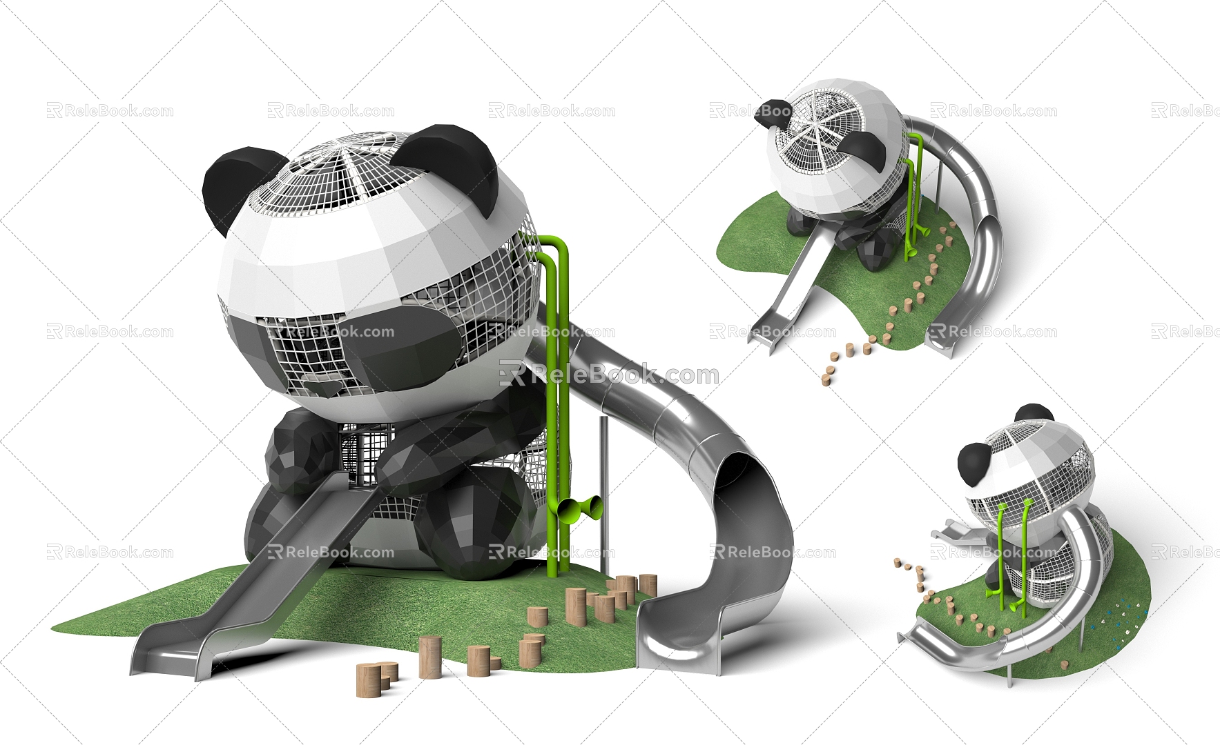 Panda Slide Park Non-standard Features Expansion Park Crawl Amusement Park Children's Amusement Park Amusement Park 3d model