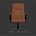 Ergonomic Orange Office Chair With Padded Backrest Armrests And Swivel Wheels