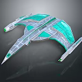 Futuristic Cosmic Spaceship With Aerodynamic Silver Green Transparent Design For Interstellar Exploration