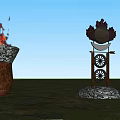 Functional Outdoor Living Supplies Featuring Decorative Torch Flame Wheels And Stand