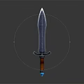Medieval Decorative Sword With Sharp Metal Blade Red Hilt And Blue Gem Accent