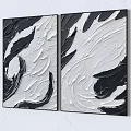 Black And White Abstract Painting With Textured Brushstrokes Modern Acrylic Canvas Art Wall Decor
