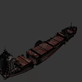 Old Rusted Ship With Green Bow Damaged Hull And Abandoned Structure