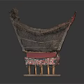Traditional Decorative Headdress With Feather Details Wooden Base And Red Accents
