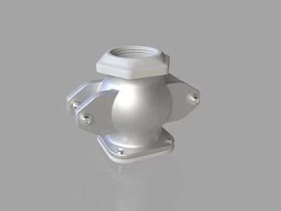 Stainless Steel Pipeline Fitting with Hexagonal Interface and Square Base 3d model