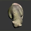 Sitting Stone Cat Sculpture With Detailed Texture And Natural Finish