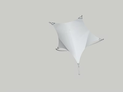 White Tensile Membrane Structure With Modern Geometric Design And Support Components 3d model