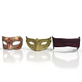 Three Decorative Masks For Daily Life Accessories With Golden Patterned And Dark Designs