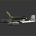 Green Futuristic Military Aircraft 3D Model With Detailed Wings Cockpit And Missiles