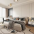 Modern Kids Room Interior Design With Bed Desk Chair Stuffed Toys Bookshelf Balloons And Rug