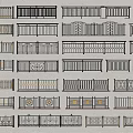 Various Decorative Iron Railings With Intricate Patterns And Modern Designs 3d model