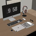 Computer Desktop Computer Tablet Laptop Headset Mobile Phone 3d model