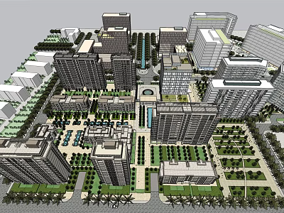 Elegant Modern Office Complex With Multiple Buildings Green Spaces And Pathways 3d model