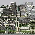Elegant Modern Office Complex With Multiple Buildings Green Spaces And Pathways