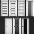 Wooden door shutter door bedroom door conference room door single door 3d model